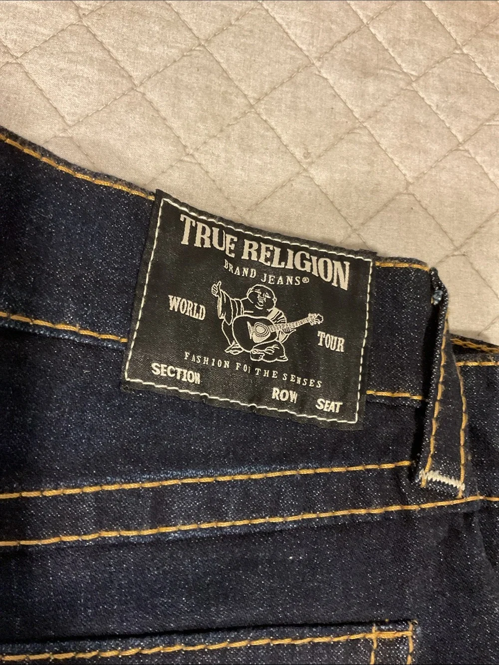 True Religion Men's Dark Blue Distressed Slim Jeans